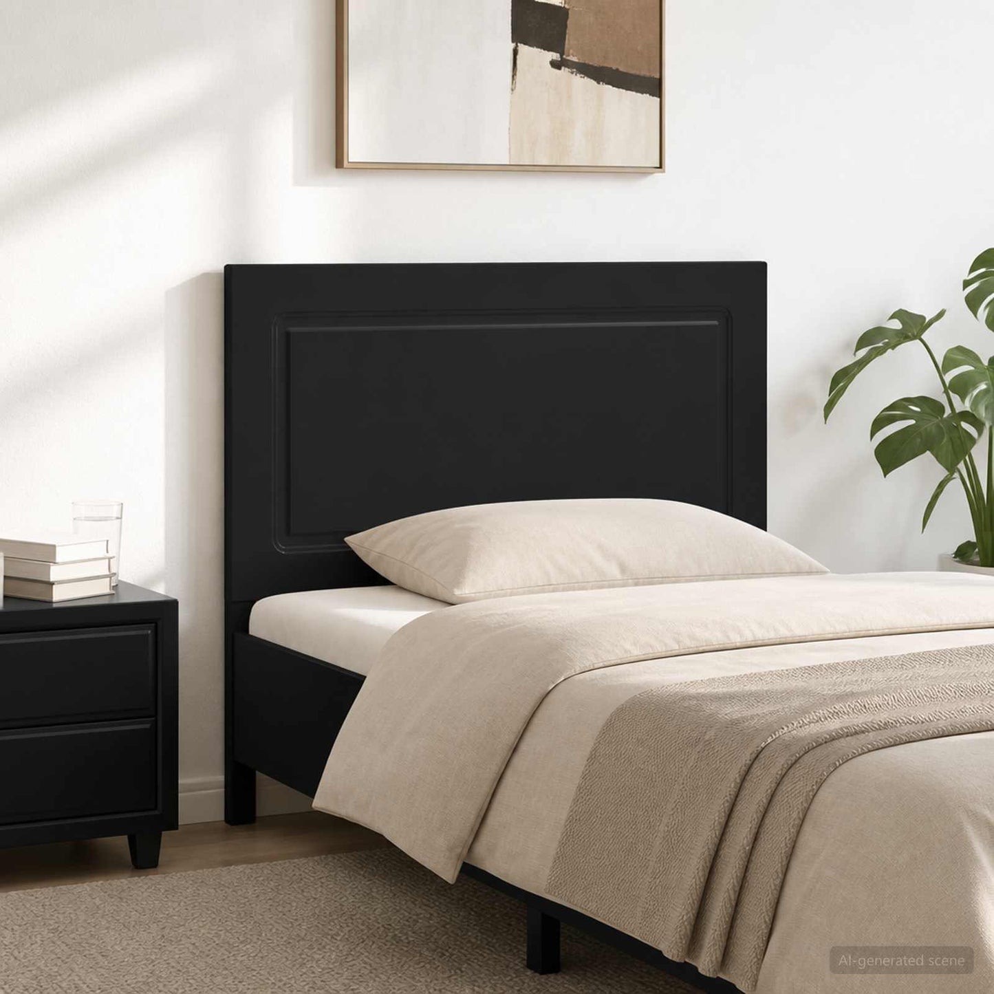 vidaXL Wall-Mounted Headboard UTRECHT Black Engineered Wood 1