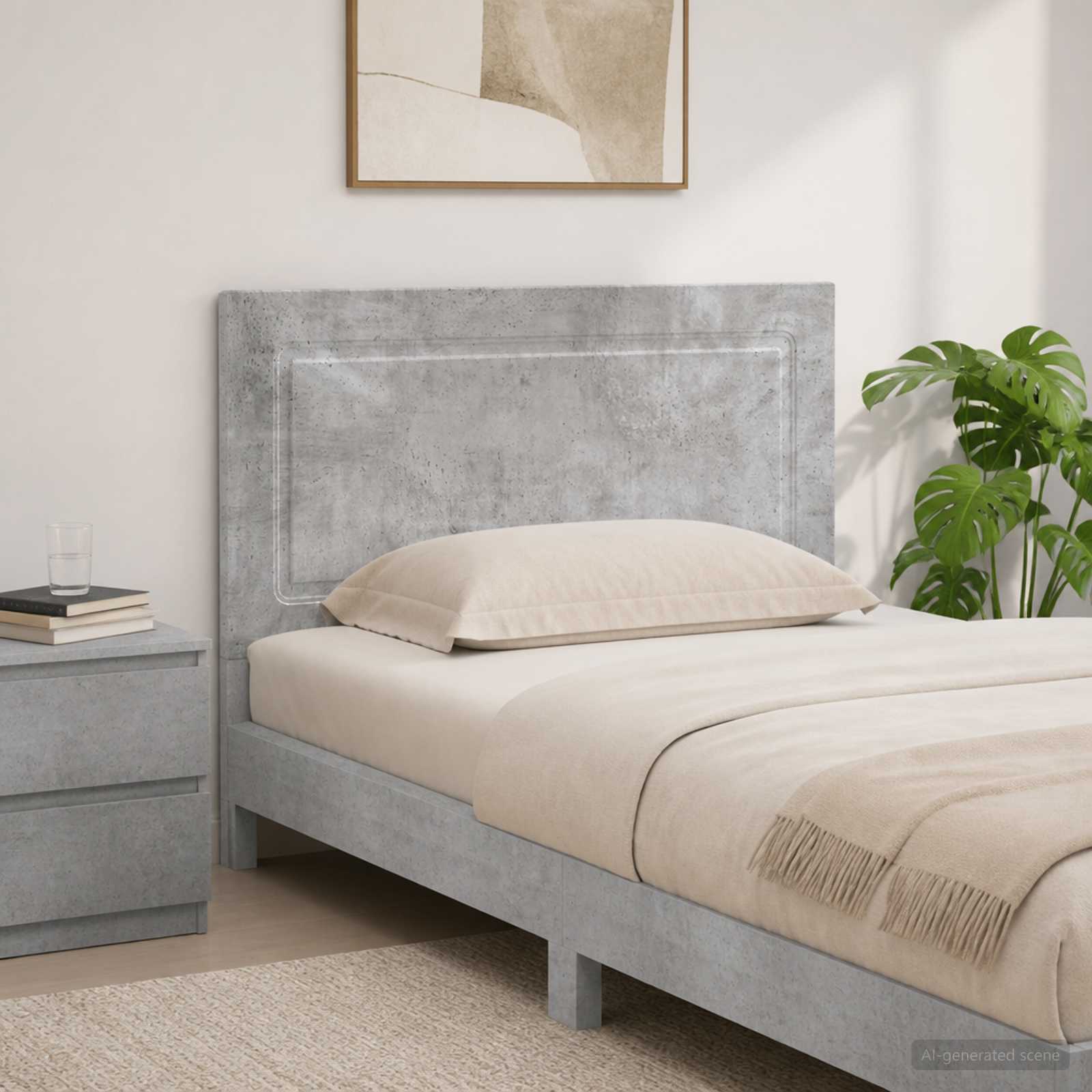 vidaXL Wall-Mounted Headboard UTRECHT Concrete Grey Engineered Wood 1