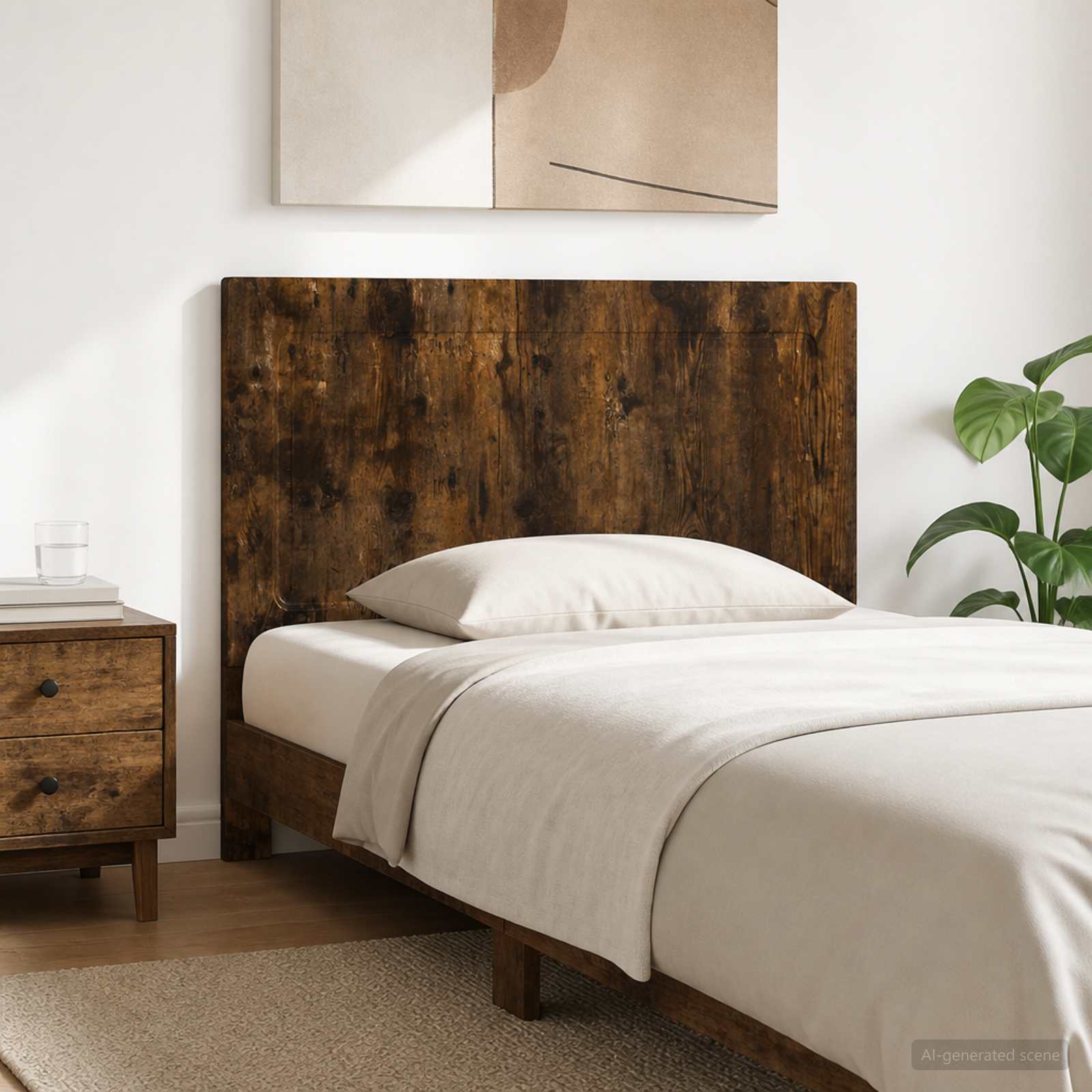 vidaXL Wall-Mounted Headboard UTRECHT Smoked Oak Engineered Wood 1