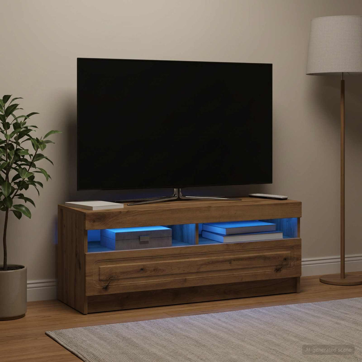 vidaXL LED TV Cabinet Artisan Oak Engineered Wood 4