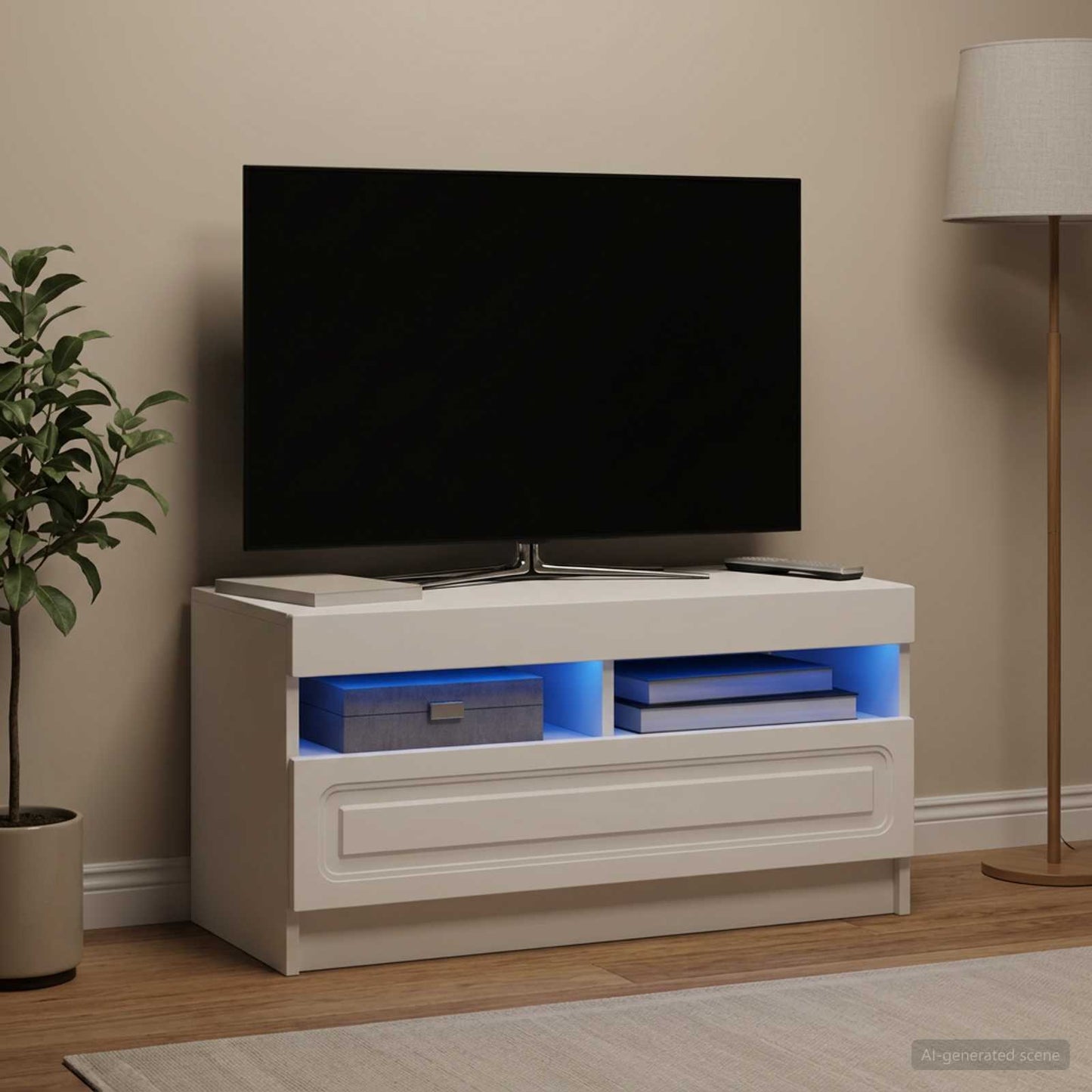 vidaXL LED TV Cabinet White Engineered Wood 1