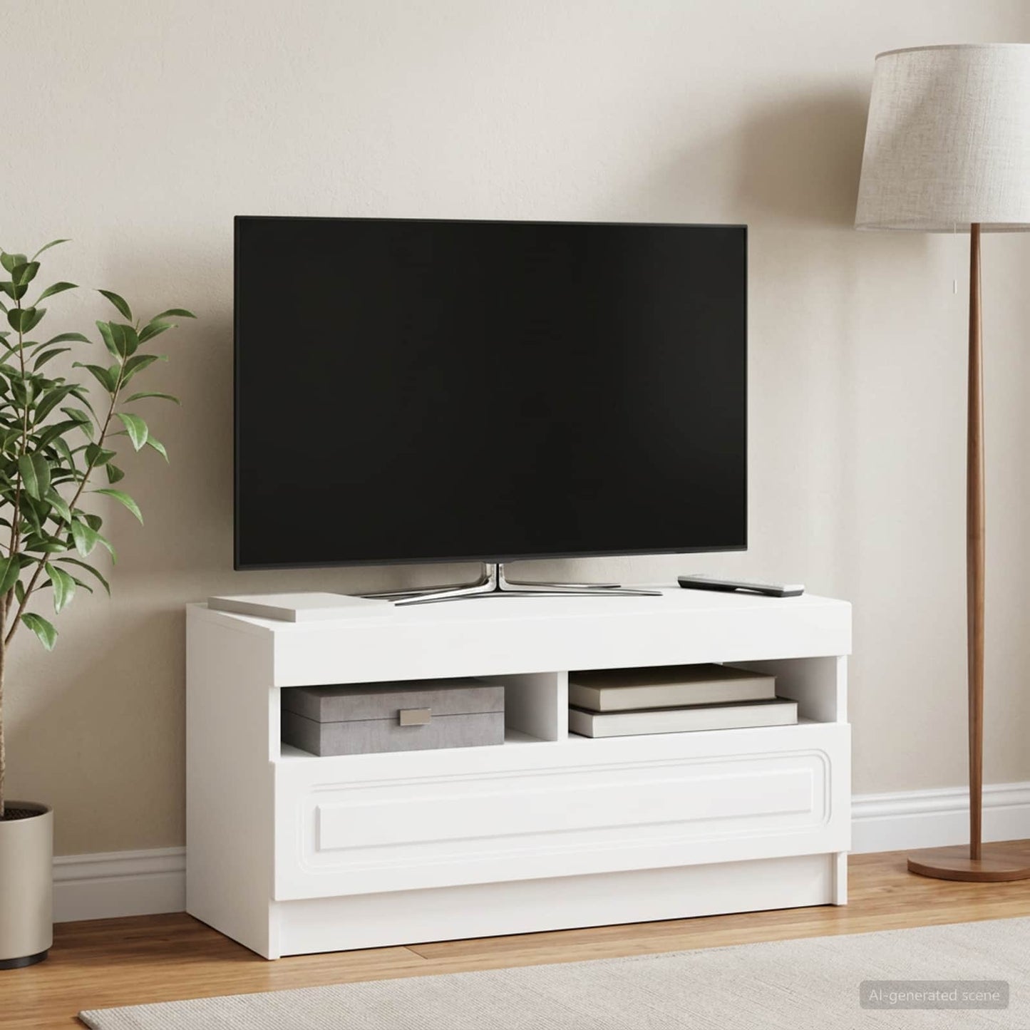 vidaXL LED TV Cabinet White Engineered Wood 4