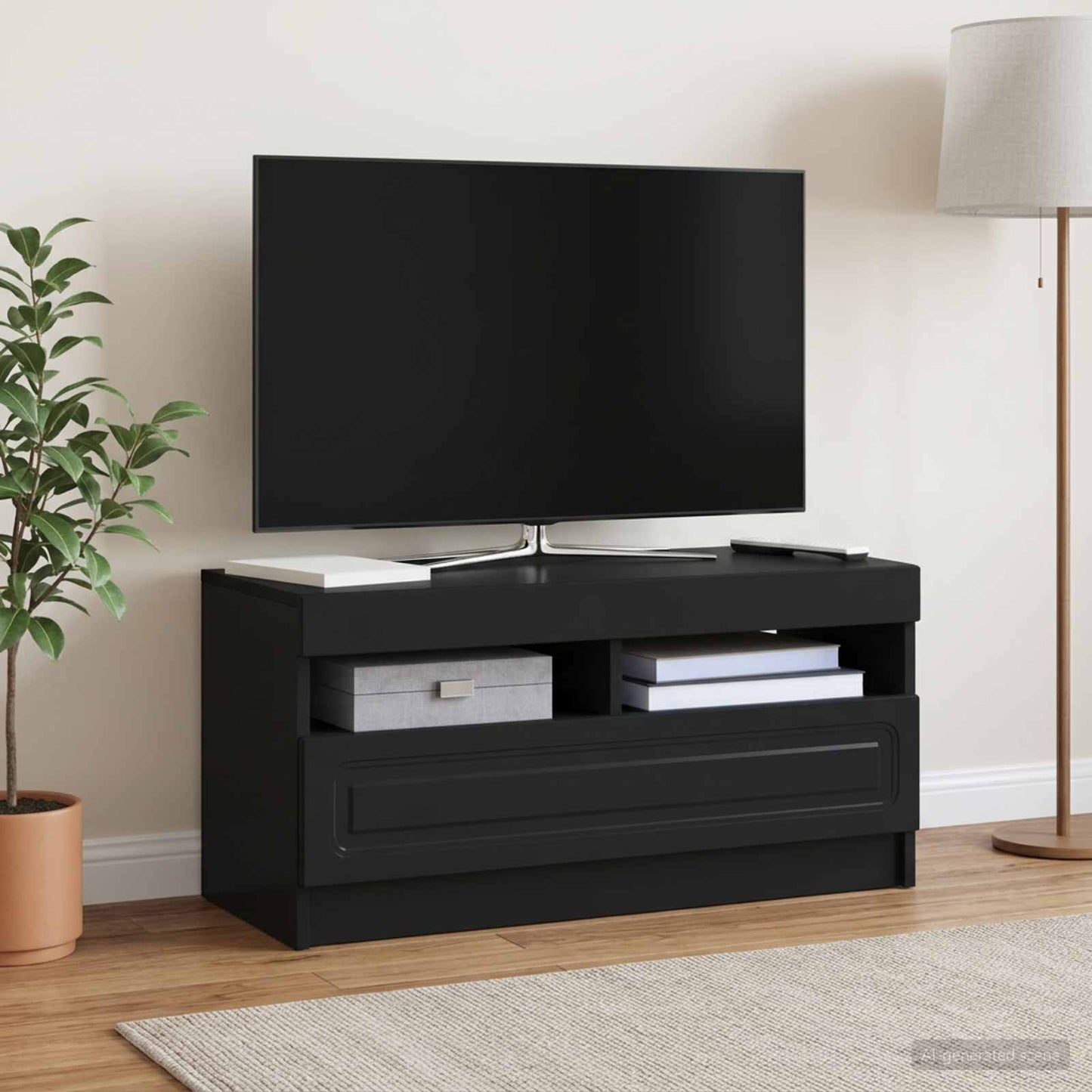 vidaXL LED TV Cabinet Black Engineered Wood 4