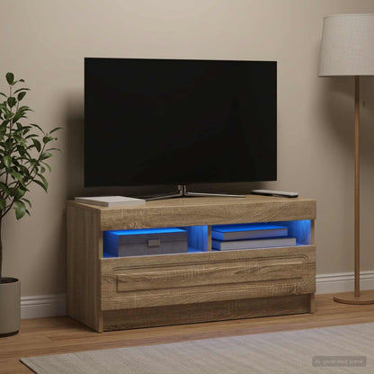 vidaXL LED TV Cabinet Sonoma Oak Engineered Wood 4