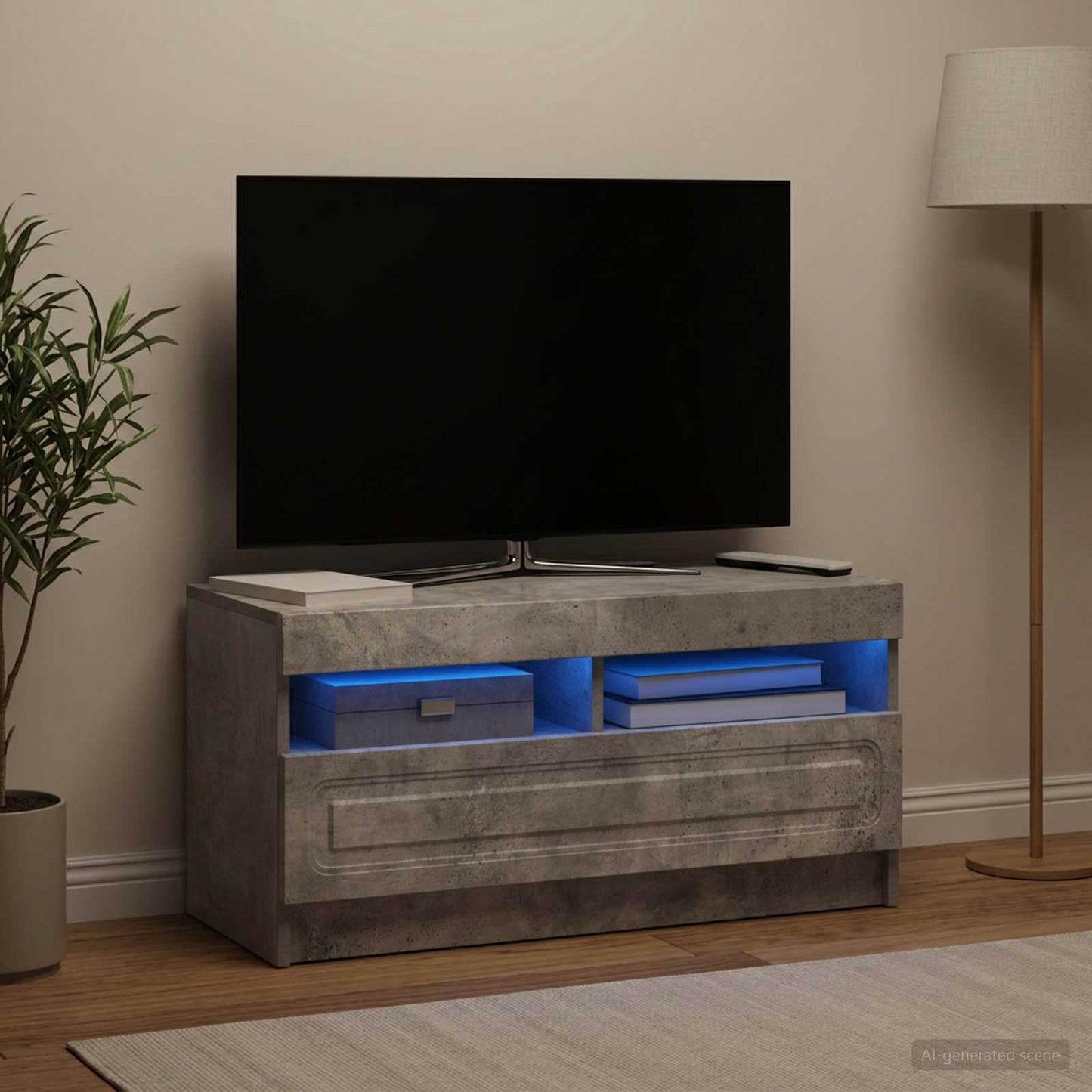 vidaXL LED TV Cabinet Concrete Grey Engineered Wood 1