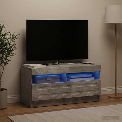 vidaXL LED TV Cabinet Concrete Grey Engineered Wood 1