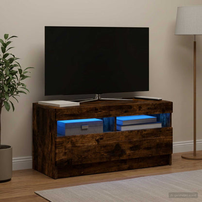vidaXL LED TV Cabinet Smoked Oak Engineered Wood 4