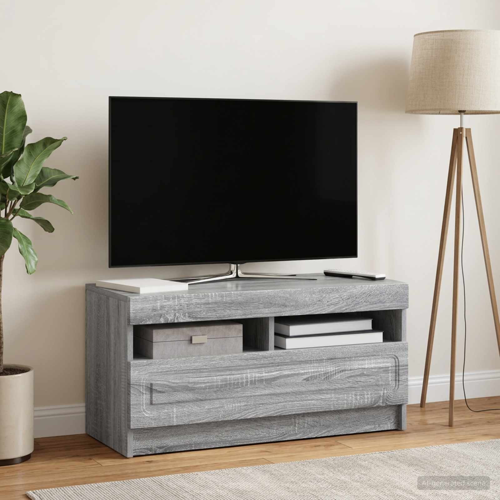 vidaXL LED TV Cabinet Grey Sonoma Engineered Wood 1