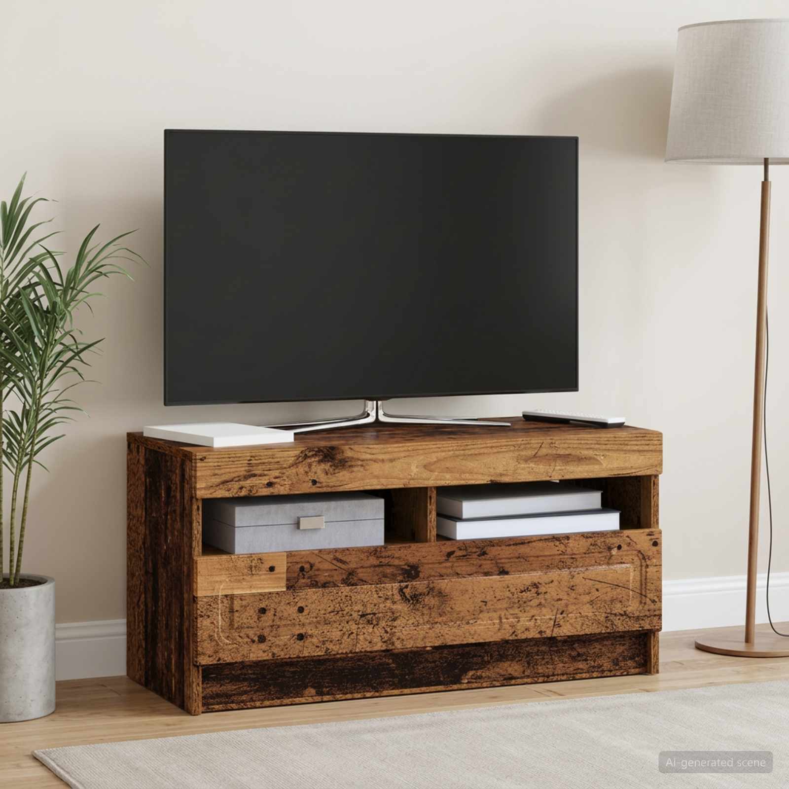 vidaXL LED TV Cabinet Old Wood Engineered Wood 4