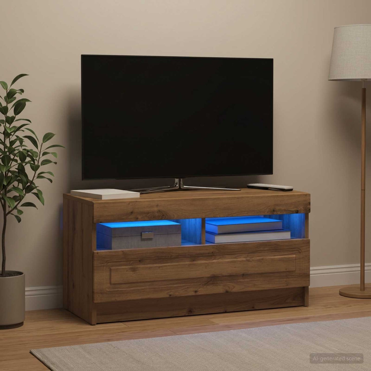 vidaXL LED TV Cabinet Artisan Oak Engineered Wood 4