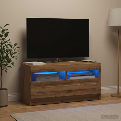 vidaXL LED TV Cabinet Artisan Oak Engineered Wood 4