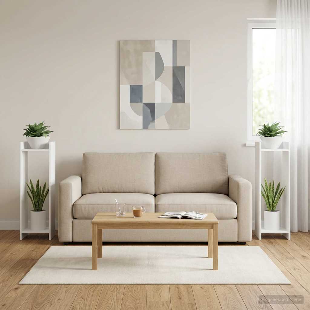 vidaXL Plant Stand 2 pcs White 30 x 30 x 100 cm Engineered Wood 1