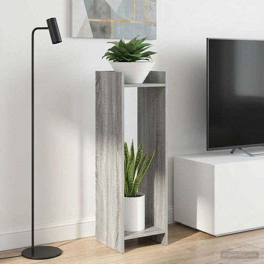 vidaXL Plant Stand 2 pcs Grey Sonoma 30 x 30 x 100 cm Engineered Wood 1