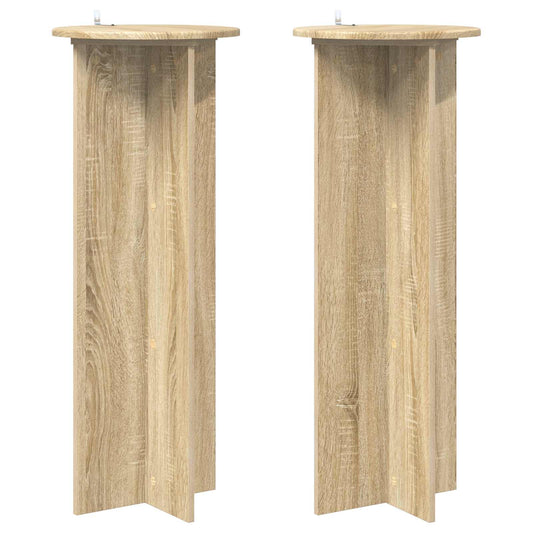vidaXL Plant Stand 2 pcs Sonoma Oak Ø40 x 100 cm Engineered Wood 2