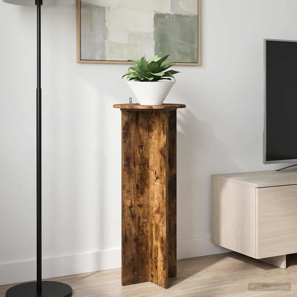 vidaXL Plant Stand 2 pcs Smoked Oak Ø40 x 100 cm Engineered Wood 4