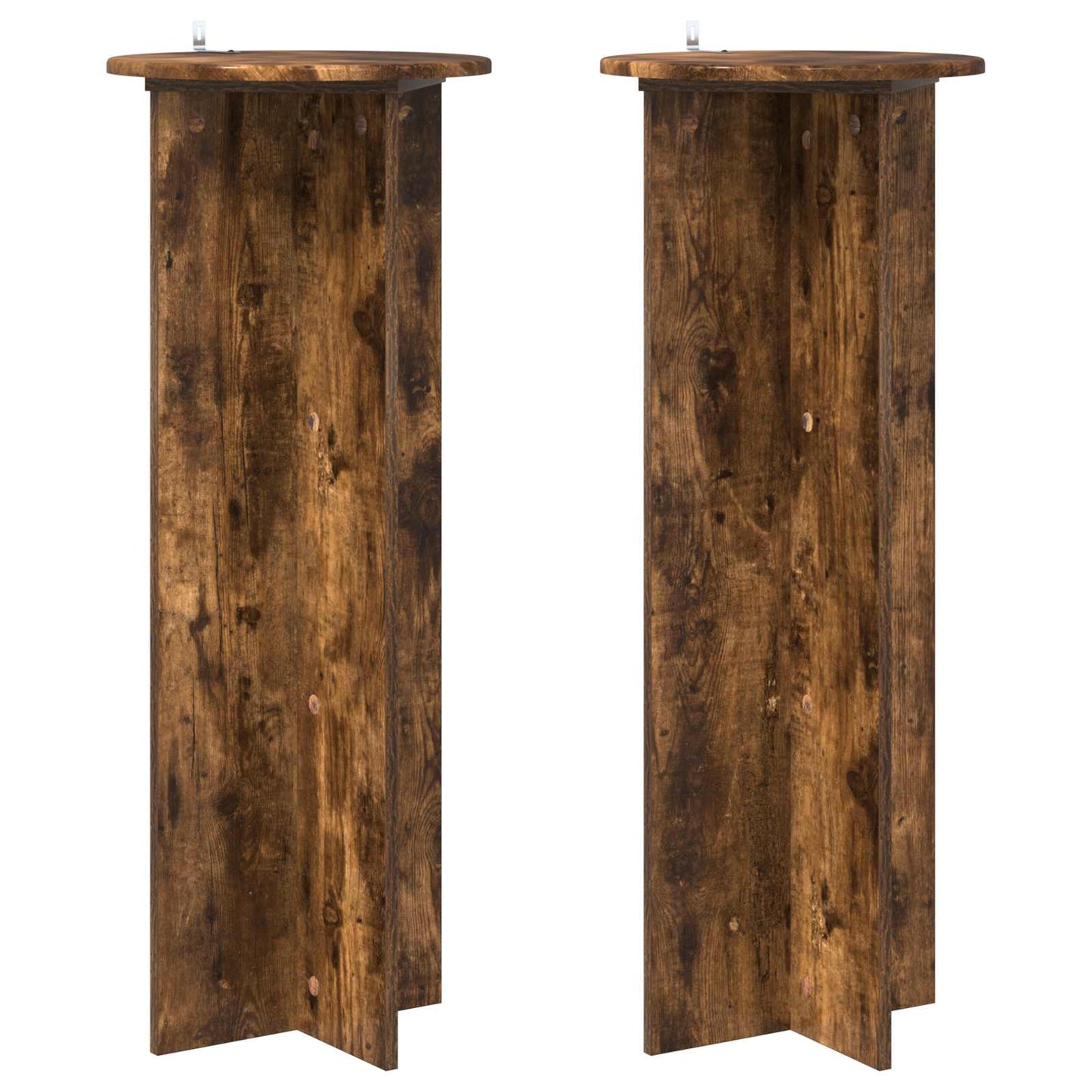 vidaXL Plant Stand 2 pcs Smoked Oak Ø40 x 100 cm Engineered Wood 2