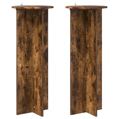 vidaXL Plant Stand 2 pcs Smoked Oak Ø40 x 100 cm Engineered Wood 2