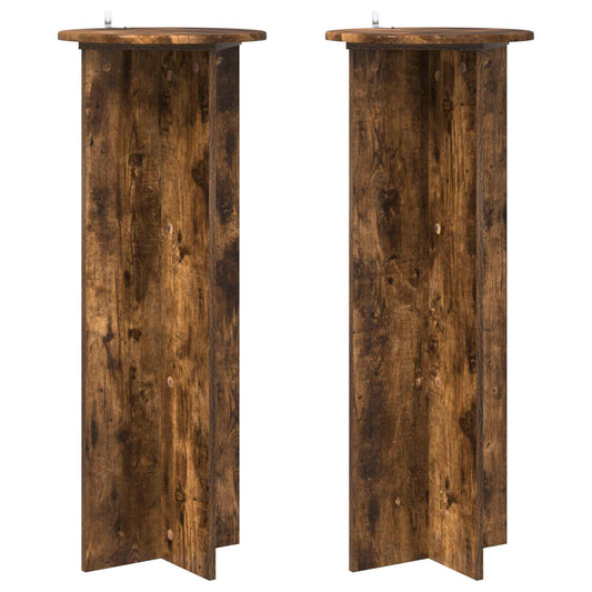 vidaXL Plant Stand 2 pcs Smoked Oak Ø40 x 100 cm Engineered Wood 2