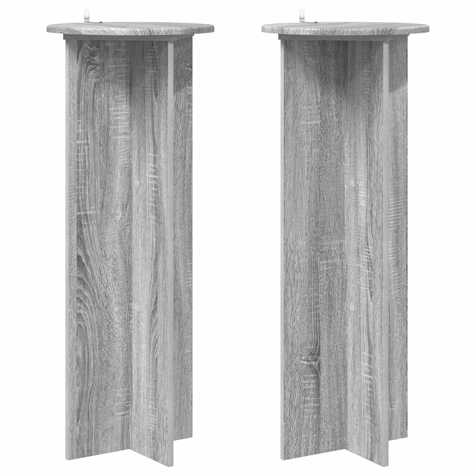 vidaXL Plant Stand 2 pcs Grey Sonoma Ø40 x 100 cm Engineered Wood 2