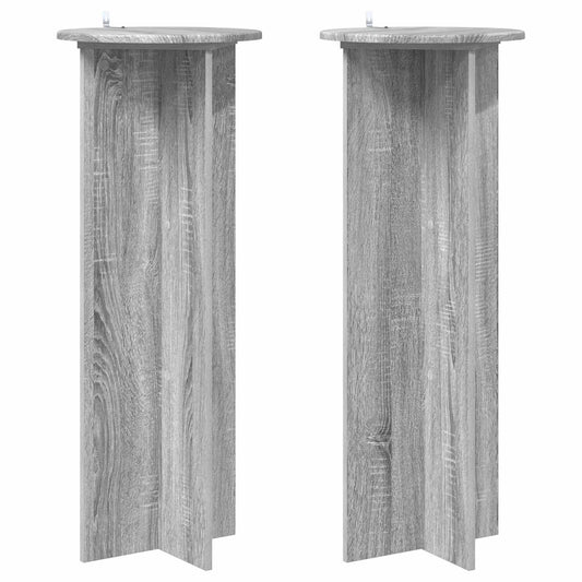 vidaXL Plant Stand 2 pcs Grey Sonoma Ø40 x 100 cm Engineered Wood 2