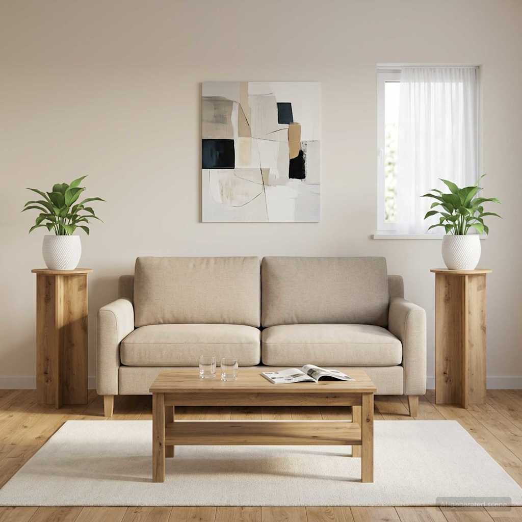 vidaXL Plant Stand 2 pcs Artisan Oak Ø40 x 100 cm Engineered Wood 4