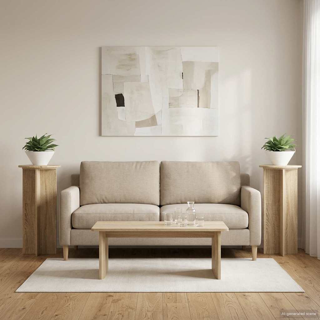 vidaXL Plant Stand 2 pcs Sonoma Oak 40 x 40 x 80 cm Engineered Wood 4