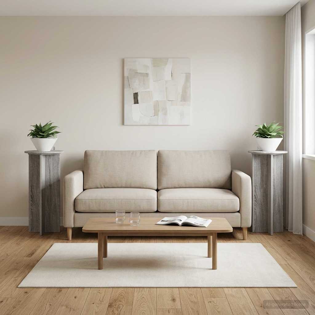 vidaXL Plant Stand 2 pcs Grey Sonoma 40 x 40 x 80 cm Engineered Wood 1