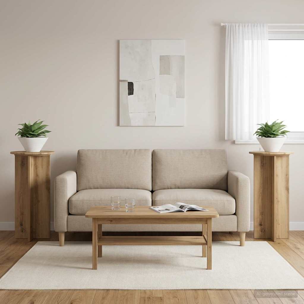vidaXL Plant Stand 2 pcs Artisan Oak 40 x 40 x 80 cm Engineered Wood 4