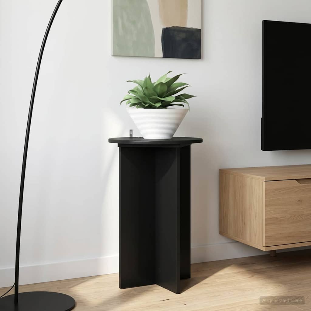 vidaXL Plant Stand 2 pcs Black Ø40 x 60 cm Engineered Wood 1