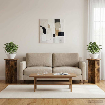 vidaXL Plant Stand 2 pcs Smoked Oak Ø40 x 60 cm Engineered Wood 1
