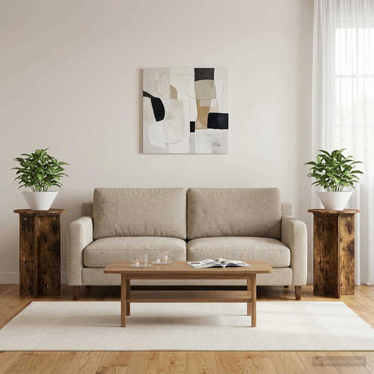 vidaXL Plant Stand 2 pcs Smoked Oak Ø40 x 60 cm Engineered Wood 1