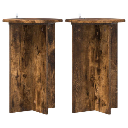 vidaXL Plant Stand 2 pcs Smoked Oak Ø40 x 60 cm Engineered Wood 2