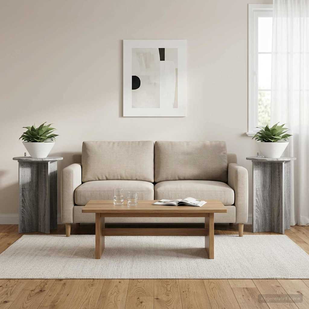 vidaXL Plant Stand 2 pcs Grey Sonoma Ø40 x 60 cm Engineered Wood 1
