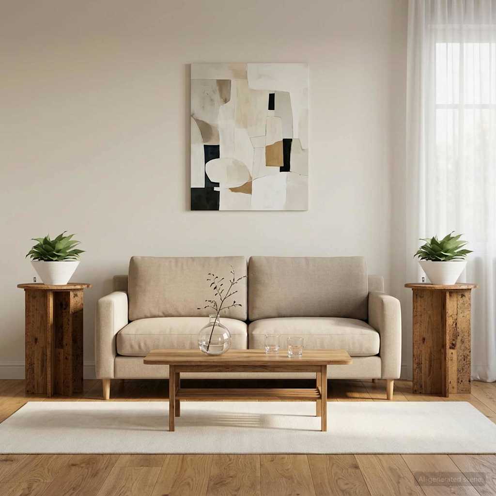 vidaXL Plant Stand 2 pcs Old Wood Ø40 x 60 cm Engineered Wood 4