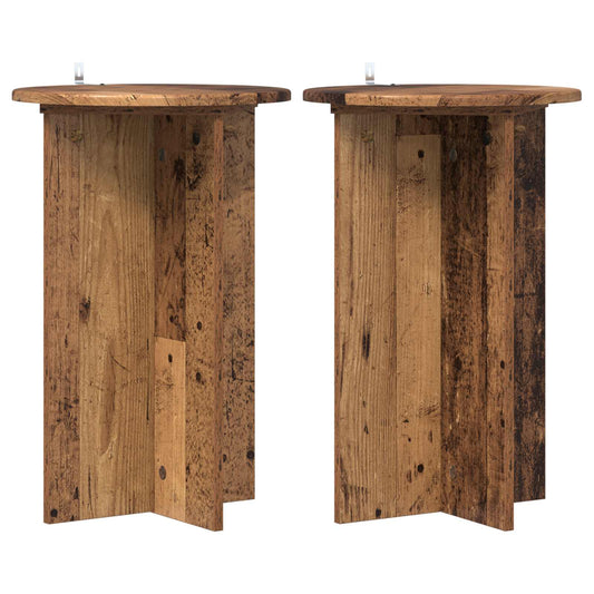 vidaXL Plant Stand 2 pcs Old Wood Ø40 x 60 cm Engineered Wood 2