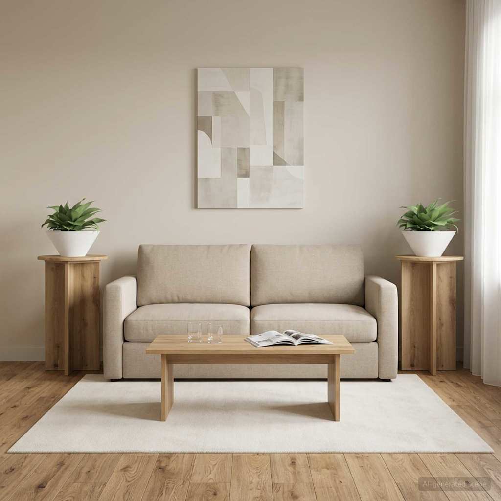 vidaXL Plant Stand 2 pcs Artisan Oak Ø40 x 60 cm Engineered Wood 4
