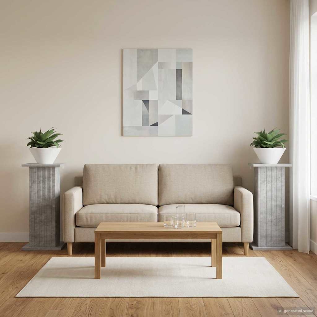 vidaXL Plant Stand 2 pcs Concrete Grey 30.5 x 30 x 60.5 cm 1