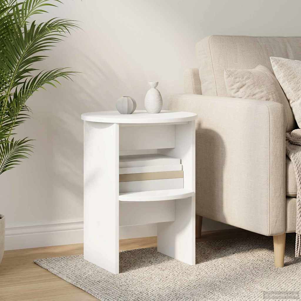 vidaXL Side Cabinet 2 pcs White Ø40 x 50 cm Engineered Wood 4