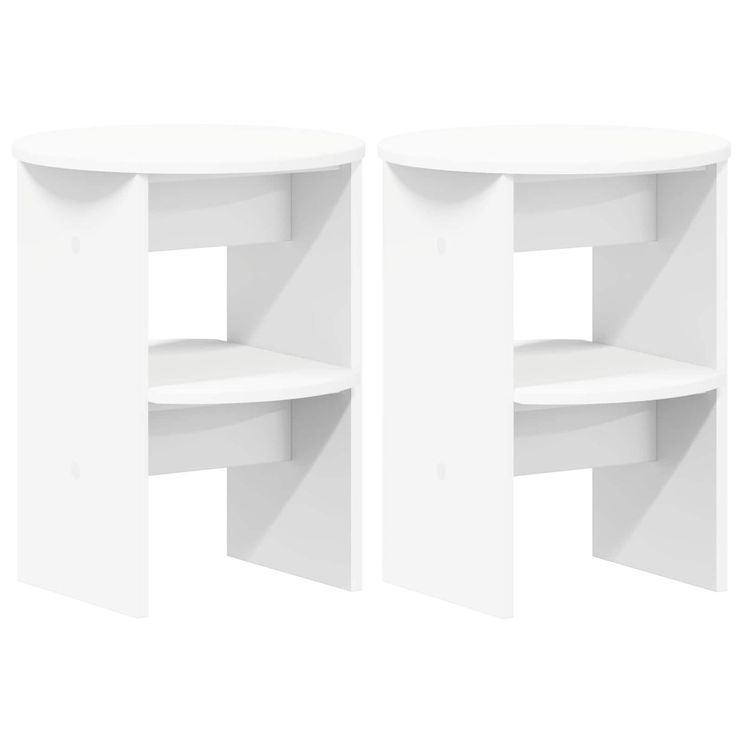 vidaXL Side Cabinet 2 pcs White Ø40 x 50 cm Engineered Wood 2