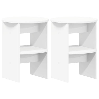 vidaXL Side Cabinet 2 pcs White Ø40 x 50 cm Engineered Wood 2