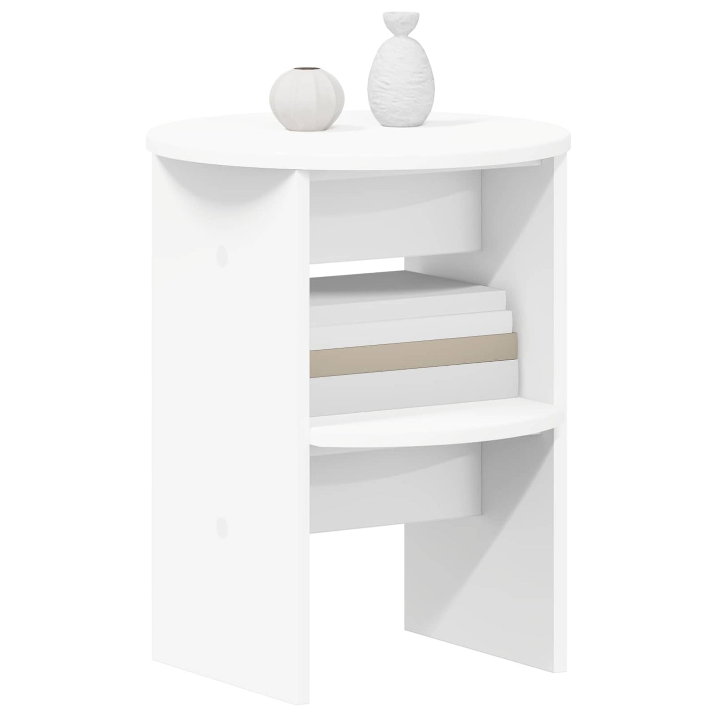 vidaXL Side Cabinet 2 pcs White Ø40 x 50 cm Engineered Wood 3