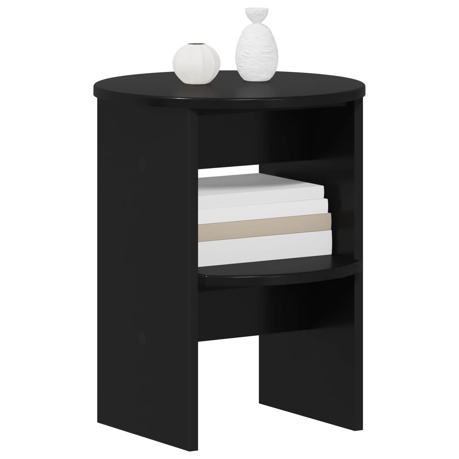 vidaXL Side Cabinet 2 pcs Black Ø40 x 50 cm Engineered Wood 3