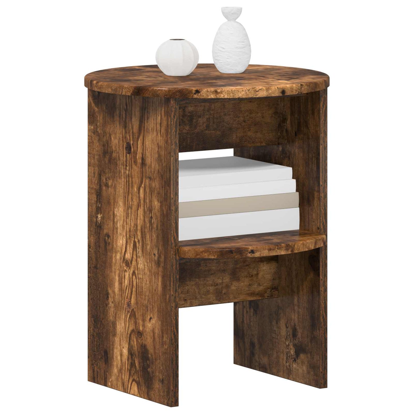 vidaXL Side Cabinet 2 pcs Smoked Oak Ø40 x 50 cm Engineered Wood 3