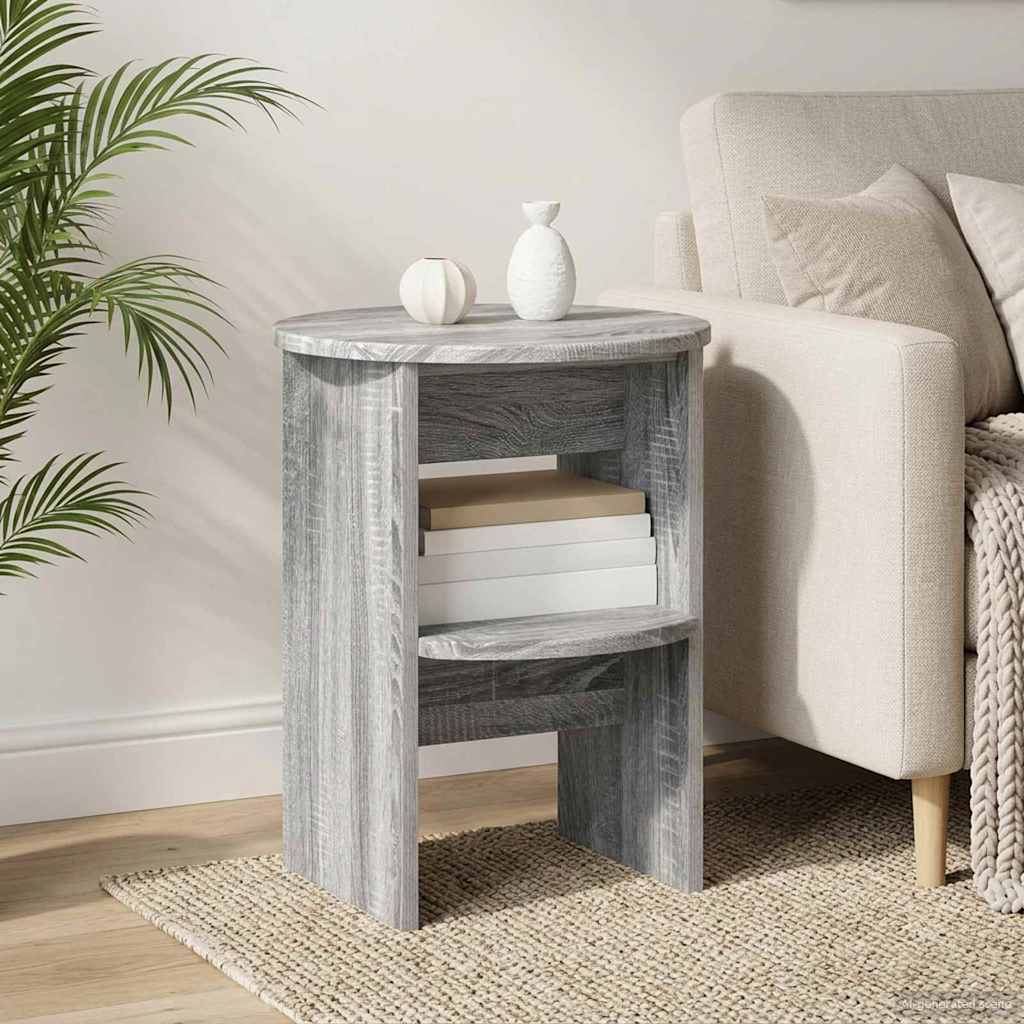 vidaXL Side Cabinet 2 pcs Grey Sonoma Ø40 x 50 cm Engineered Wood 1