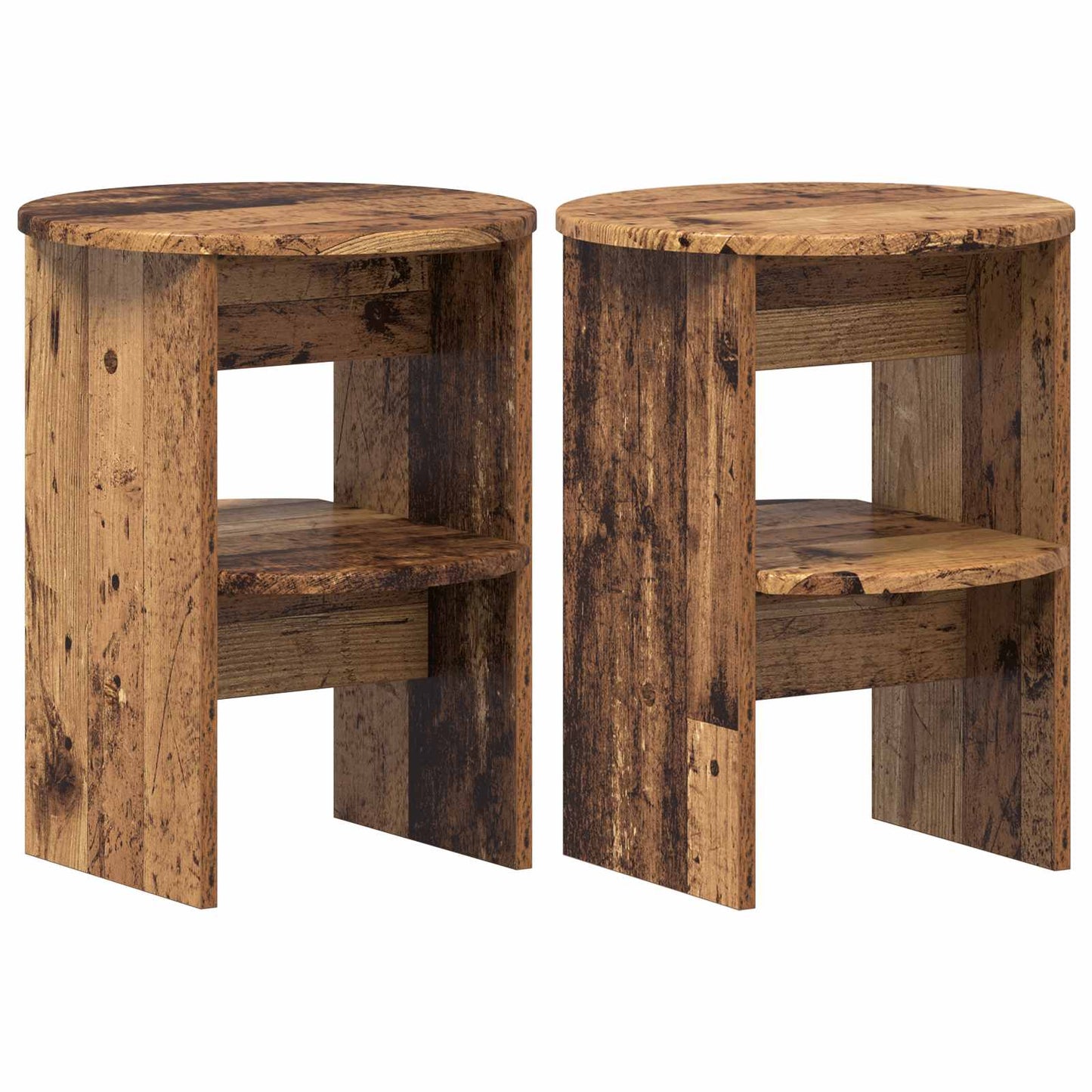 vidaXL Side Cabinet 2 pcs Old Wood Ø40 x 50 cm Engineered Wood 2