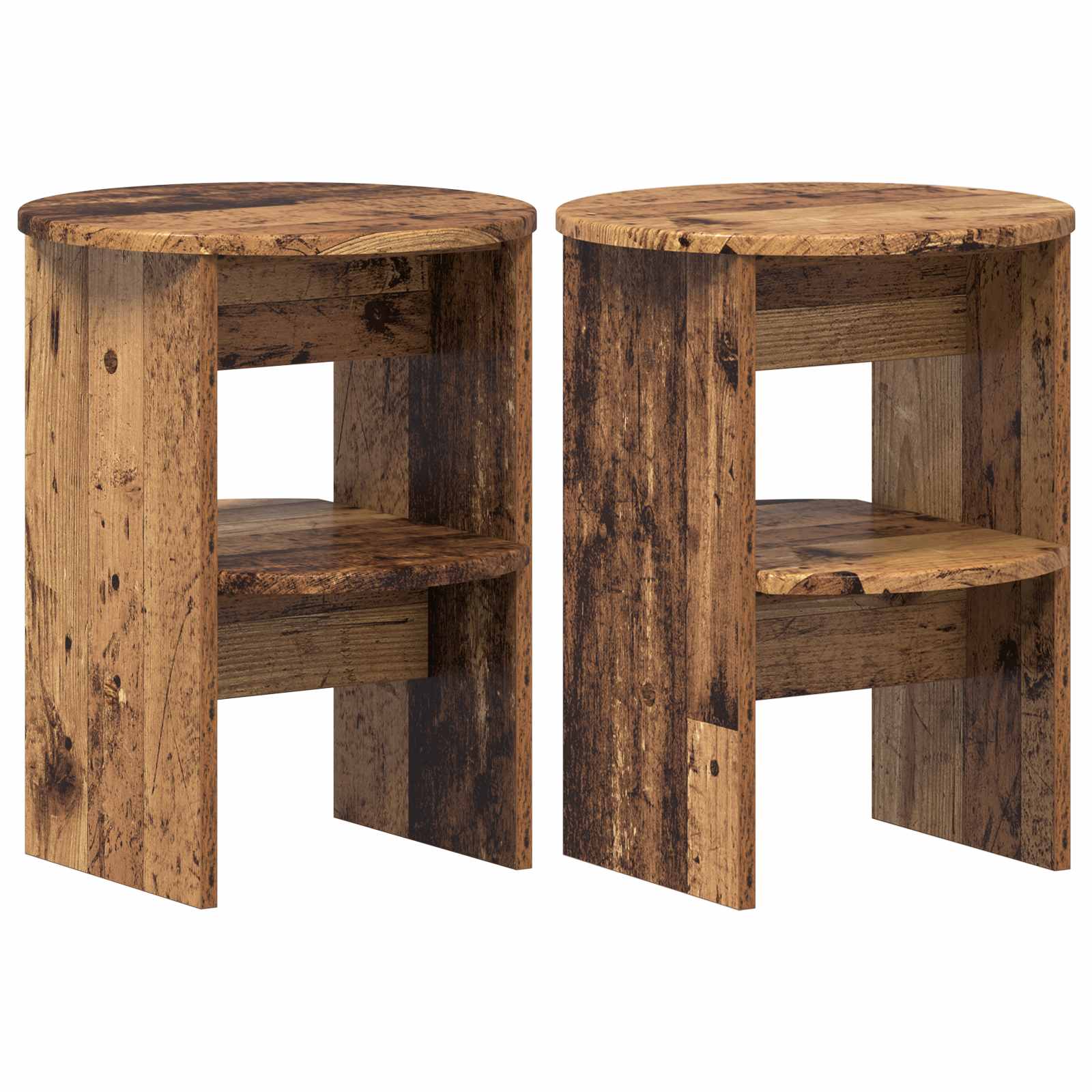 vidaXL Side Cabinet 2 pcs Old Wood Ø40 x 50 cm Engineered Wood 2
