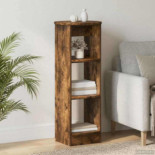 vidaXL Side Cabinet Smoked Oak Engineered Wood in a living room setting with books and a vase