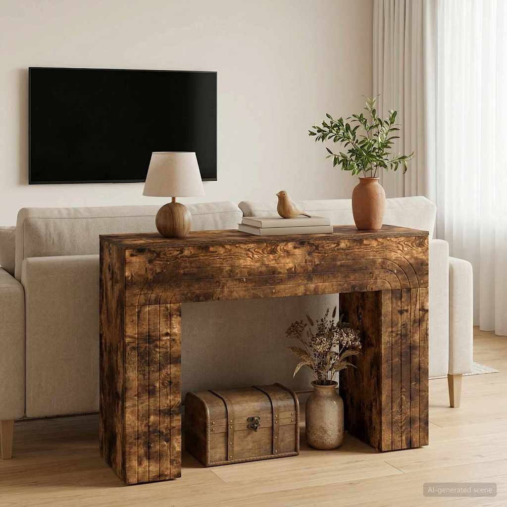vidaXL Coffee Table Smoked Oak 102 x 35 x 75 cm Engineered Wood 4