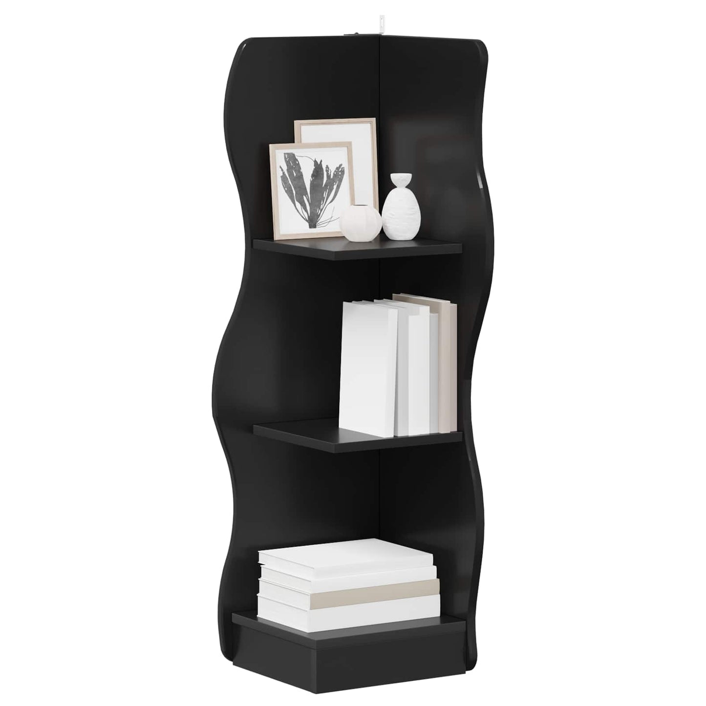 vidaXL Corner Shelf Black 34 x 33 x 102 cm Engineered Wood 3