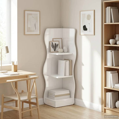 vidaXL Corner Shelf High Gloss White 34 x 33 x 102 cm Engineered Wood 1